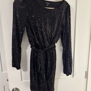 Captivating Black Sequin Long Sleeve Dress